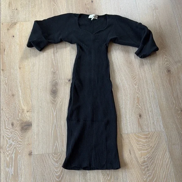EUC Mara Hoffman Marilyn Ribbed Knit Sweater Dress in Black Sz XS - Picture 2 of 6